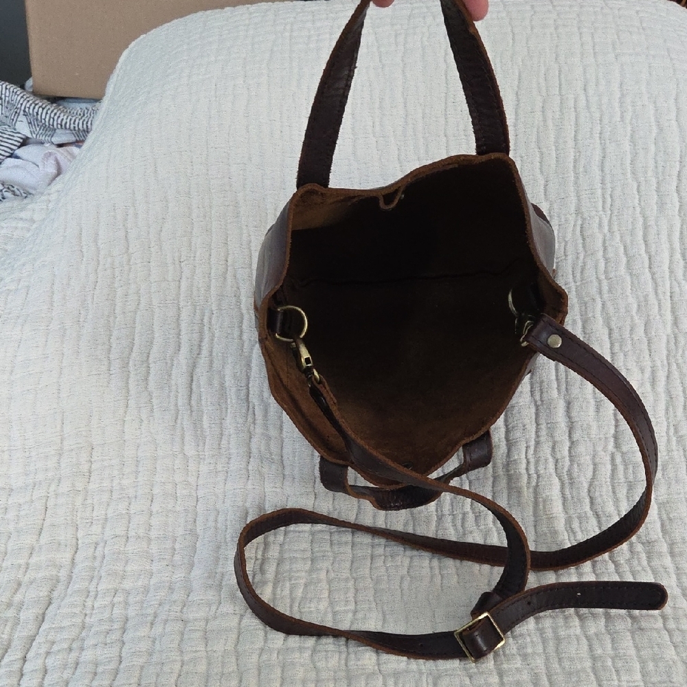 Portland Leather Mini Crossbody Bag Brown - Picture 4 of 8